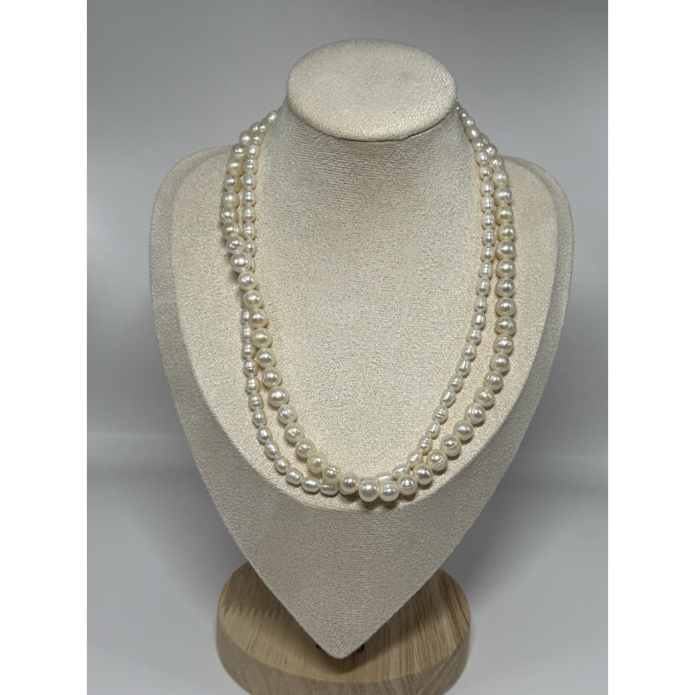 Vintage Genuine Baroque Pearl 16" Strand Necklace Sterling Silver 925 Clasp